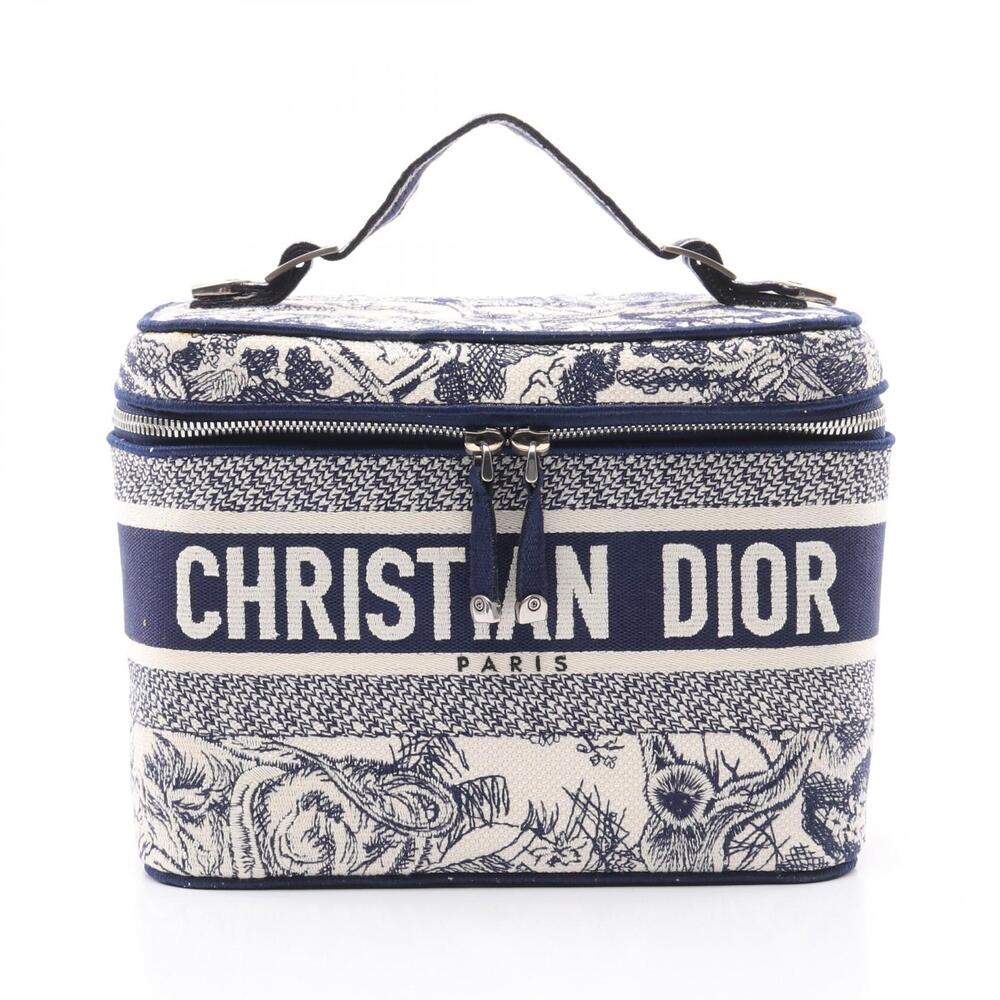 Dior White Vanity Canvas Christian Travel Navy Handbag Blue - Picture 2 of 8